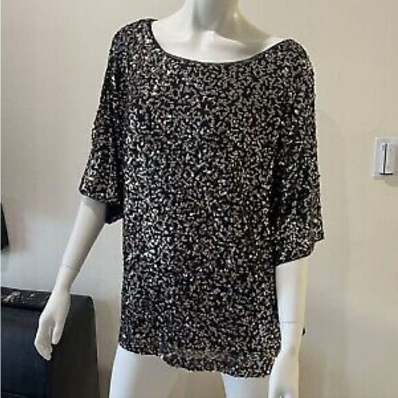 J CREW  Sequined  Boatneck Top - Picture 2 of 3